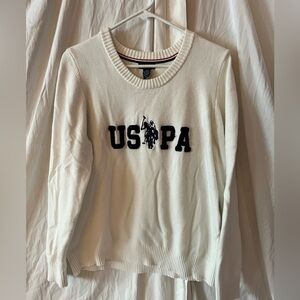 U.S. polo white sweater navy blue letters xl